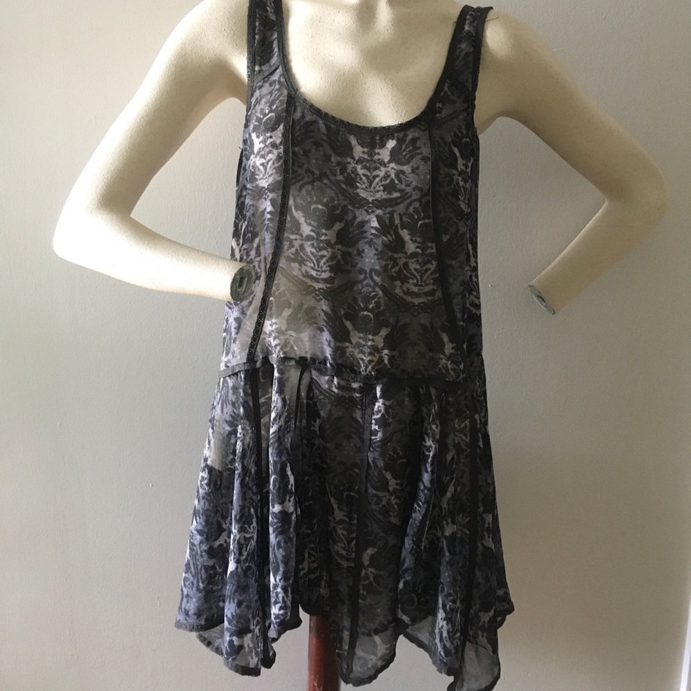 FREE PEOPLE Intimately sheer gray pattern dress S